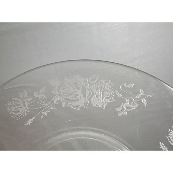 8 Vtg Clear Glass Plates 6" With Floral Rose Etched Design Bread Dessert Saucer - Picture 13 of 16